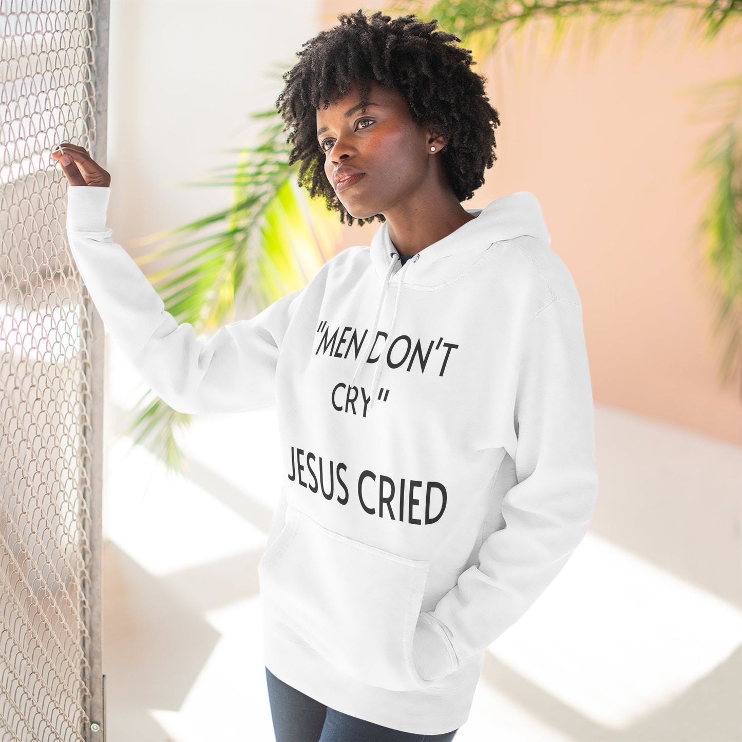 Men Don't Cry Jesus Cried Hoodie | Faith-Based Apparel, Religious Gift, Christian Sweatshirt, Inspirational Wear